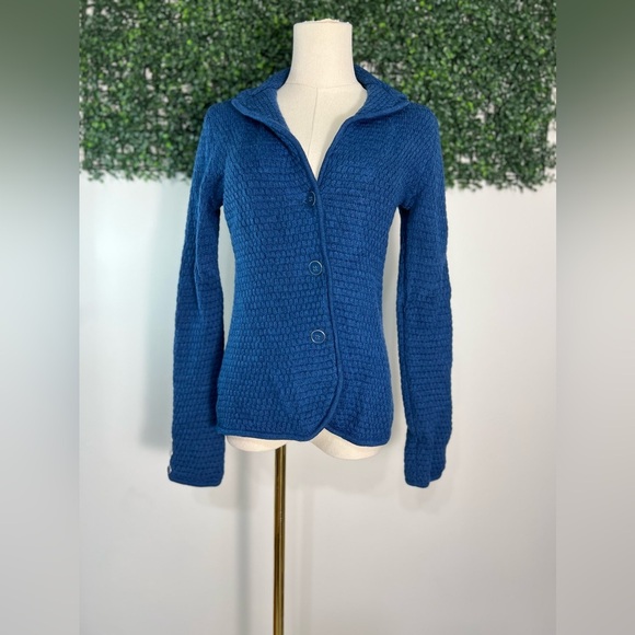Talbots Jackets & Blazers - Talbots Sweater Blazer Women's Medium Blue Wool Knit Medium